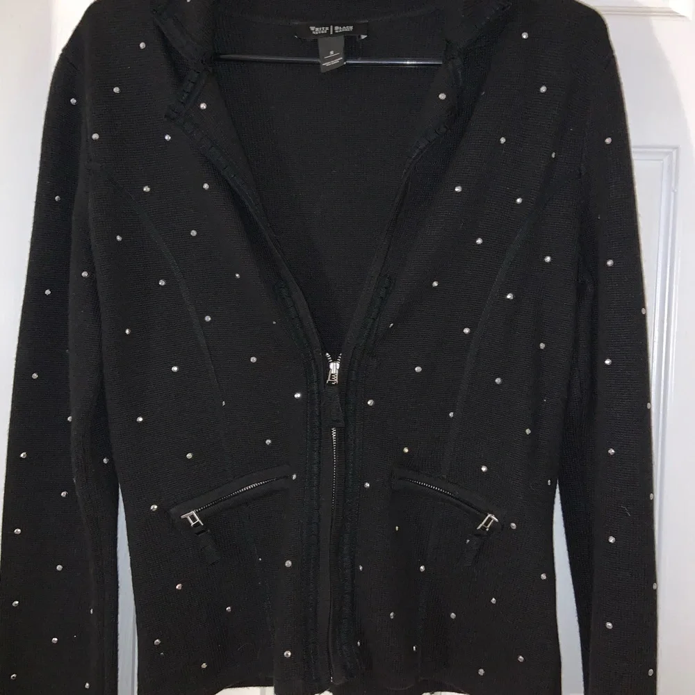 WHBM Rhinestone Zip Up Blazer Jacket